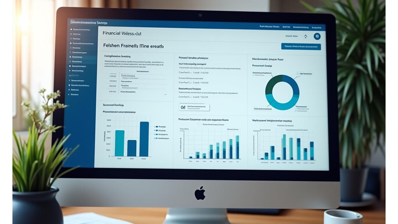 A computer screen displaying an intuitive financial assessment report with personal budget recommendations and savings opportunities highlighted